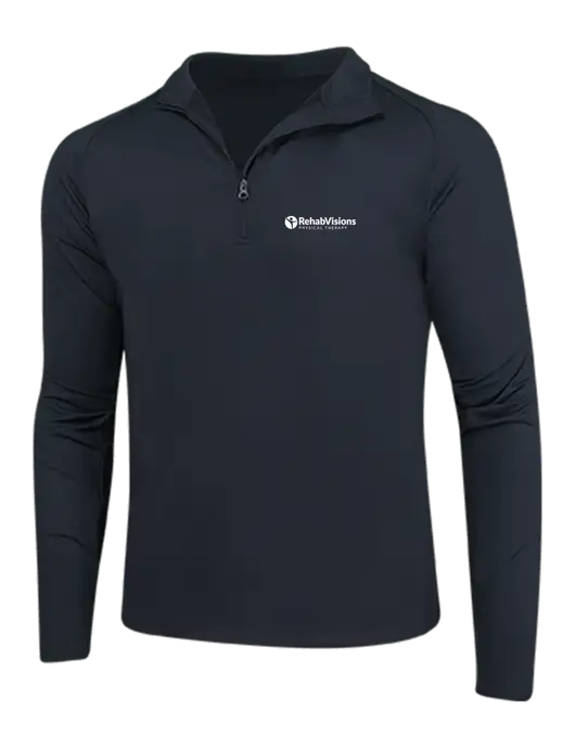 Black Sport Wick Stretch 1/4 Zip Pullover w/RV Physical Therapy Logo