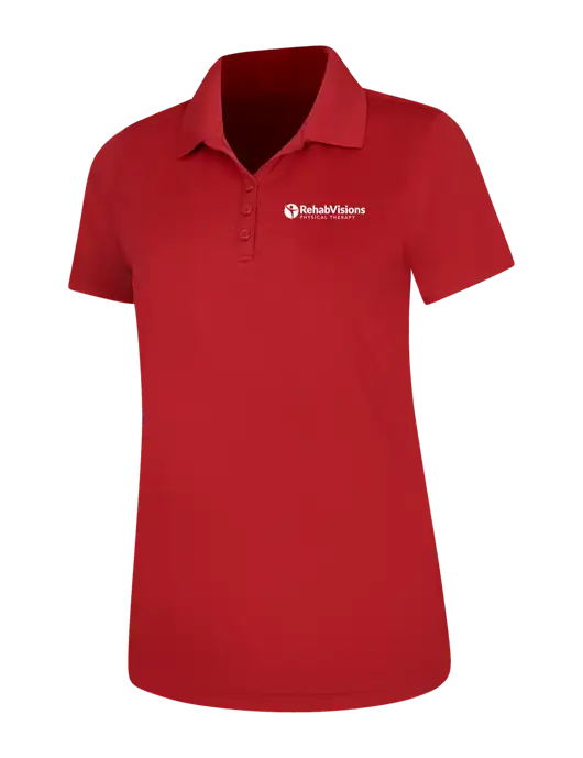 Red Womens Dry Zone UV Mesh Polo w/RV Physical Therapy Logo