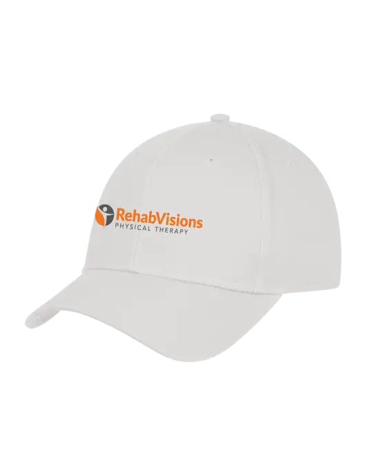 White Structured Cap Hook & Loop w/RV Physical Therapy Logo
