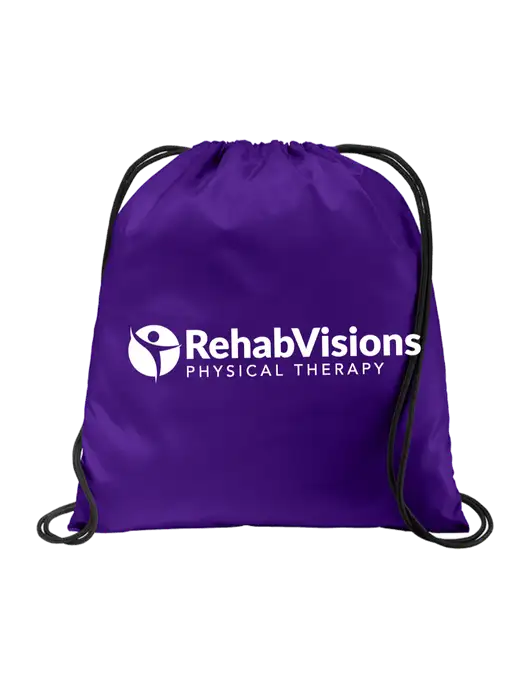 Drawstring Purple Cinch Pack w/RV Physical Therapy Logo
