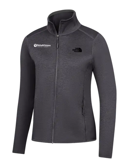 The North Face Womens Dark Grey Heather Skyline Full-Zip Fleece Jacket w/RV Physical Therapy Logo
