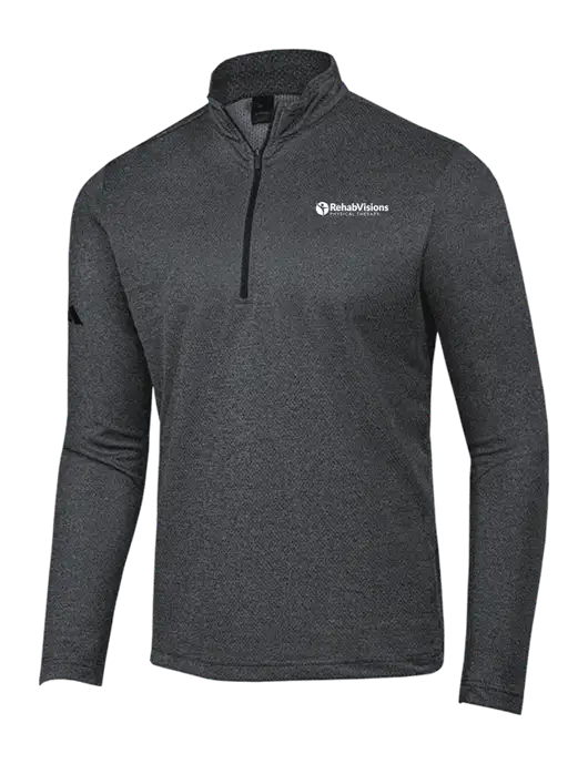 Adidas Black Melange Space Dyed Quarter-Zip Pullover w/RV Physical Therapy Logo