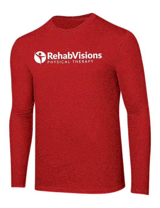 Ring Spun Dark Red 4.5 oz Long Sleeve T-Shirt w/RV Physical Therapy Logo