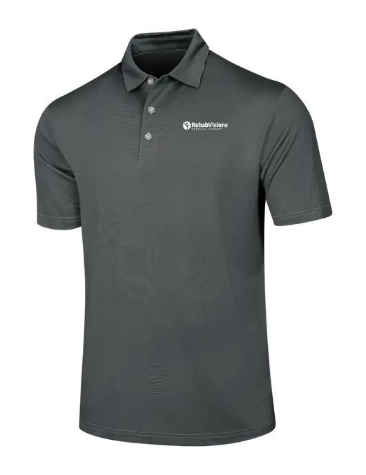 Callaway Black Fine Line Stripe Polo w/RV Physical Therapy Logo