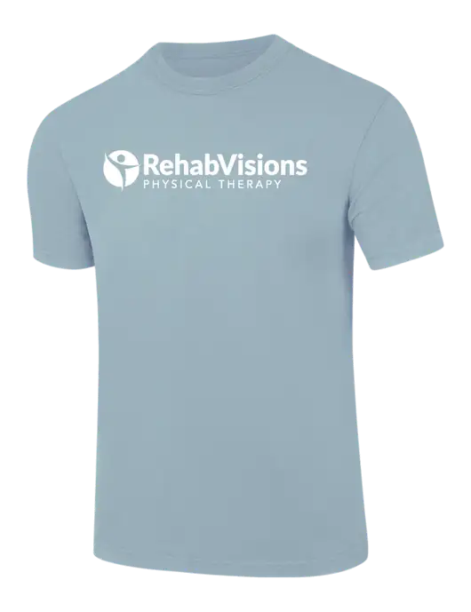 Comfort Colors 6.1 oz Light Blue Heavyweight Ring Spun T-Shirt w/RV Physical Therapy Logo