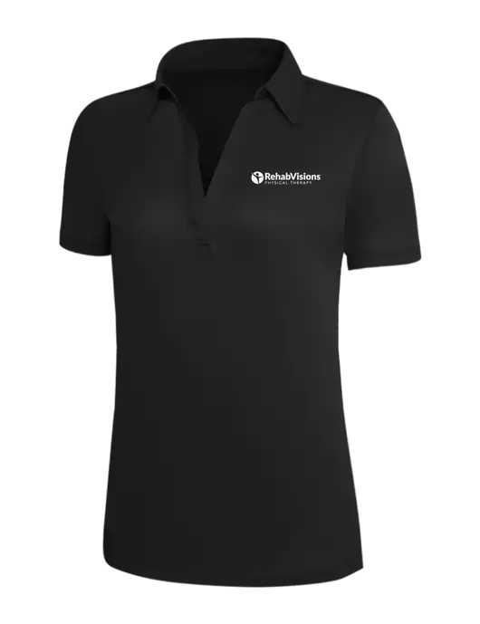 Black Silk Touch Womens Performance Polo w/RV Physical Therapy Logo