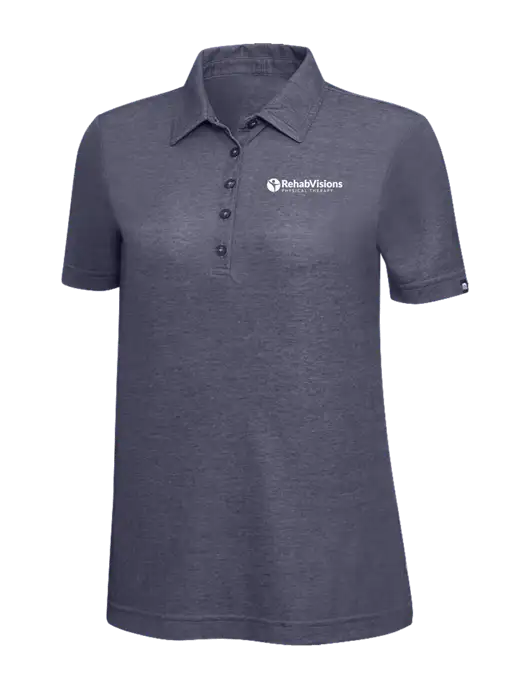 TravisMathew Navy Heather Womens Oceanside Polo w/RV Physical Therapy Logo