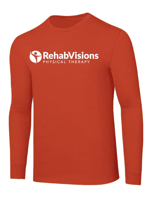 Core Blend Dark Orange Long Sleeve Tee w/RV Physical Therapy Logo