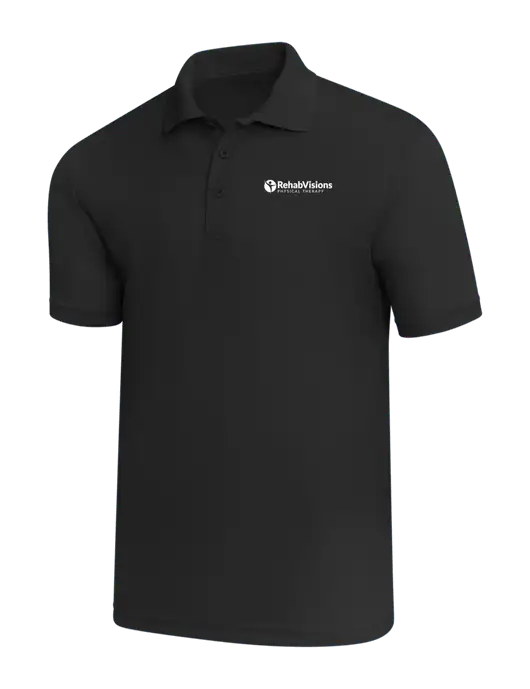 Black PosiCharge RacerMesh Polo w/RV Physical Therapy Logo