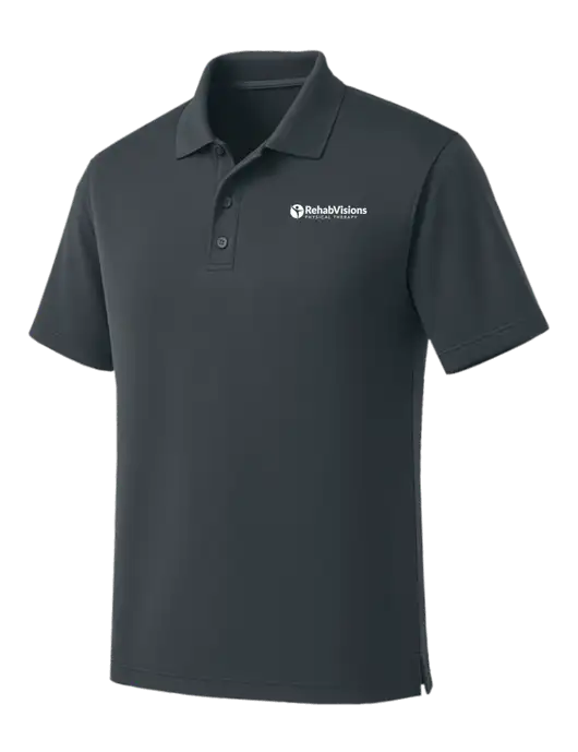 Dark Grey Dry Zone UV Micro Mesh Polo w/RV Physical Therapy Logo