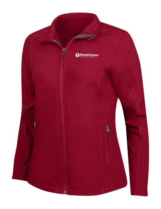 Red Womens Core Soft Shell Jacket w/RV Physical Therapy Logo