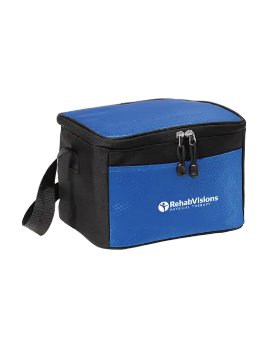 6 Can Twilight Blue/Black Cube Cooler w/RV Physical Therapy Logo