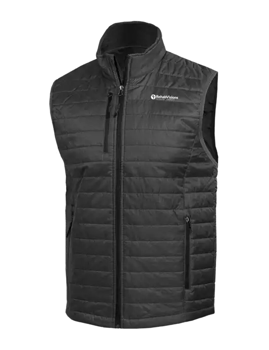 Packable Dark Grey Puffy Vest w/RV Physical Therapy Logo