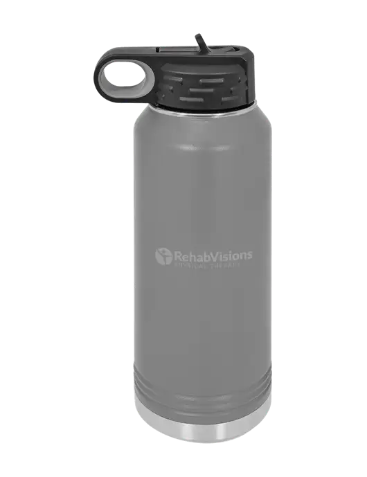 Polar Camel 32 oz Powder Coated Grey Vacuum Insulated Water Bottle w/RV Physical Therapy Logo