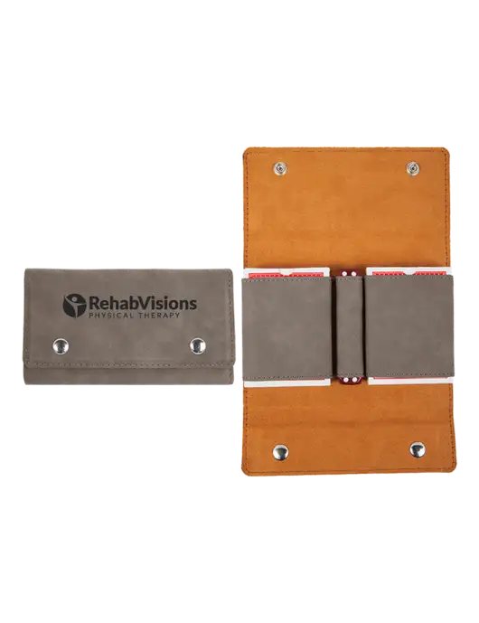 Grey Leatherette Card & Dice Set w/RV Physical Therapy Logo