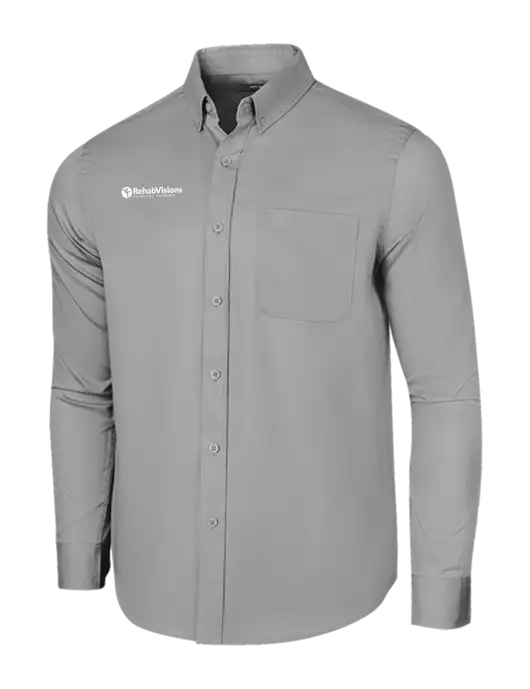 Long Sleeve Light Grey Superpro React Twill Shirt w/RV Physical Therapy Logo