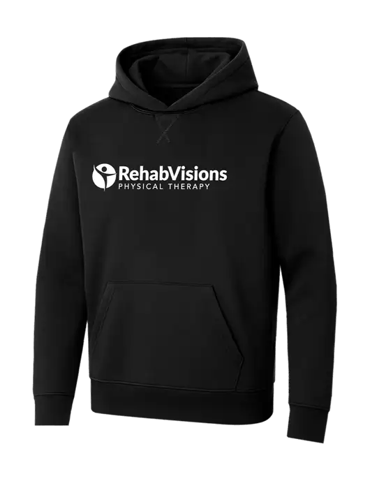 Allmade Deep Black Organic French Terry Pullover Hoodie w/RV Physical Therapy Logo