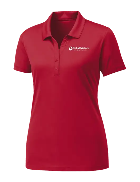 Womens Cardinal PosiCharge Competitor Polo w/RV Physical Therapy Logo