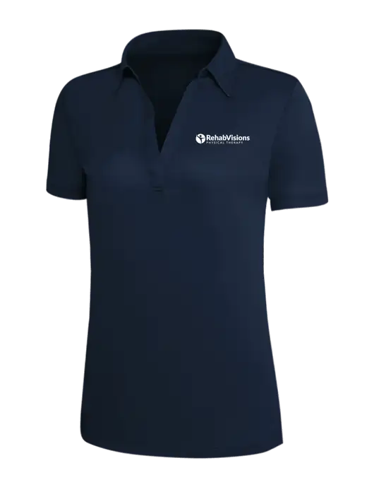 Navy Silk Touch Womens Performance Polo w/RV Physical Therapy Logo