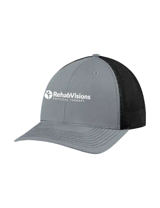 Richardson Adjustable Snapback Original 112 Trucker Cap Heather Grey w/Black Mesh w/RV Physical Therapy Logo