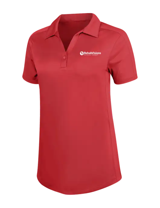 Womens Red Diamond Jacquard Polo w/RV Physical Therapy Logo