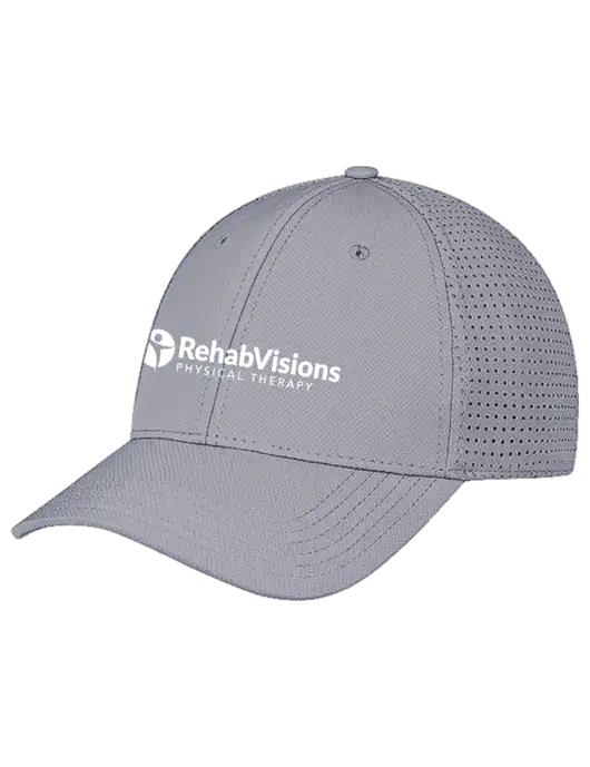 Grey Performance Stretchable Cap Hook & Loop w/RV Physical Therapy Logo