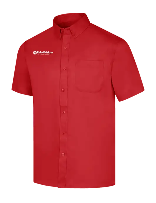 Short Sleeve Red Superpro React Twill Shirt w/RV Physical Therapy Logo