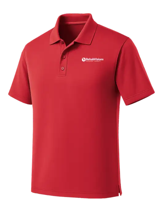 Red Dry Zone UV Micro Mesh Polo w/RV Physical Therapy Logo