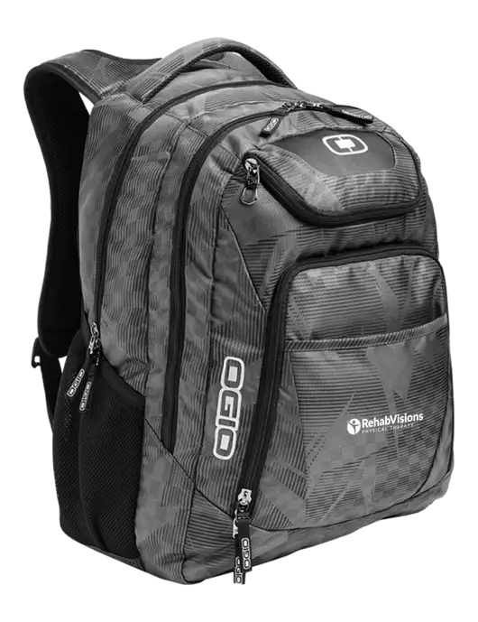 OGIO Race Day Silver Excelsior Laptop Backpack w/RV Physical Therapy Logo