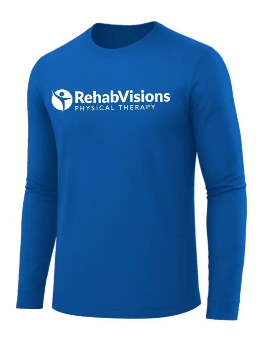 Long Sleeve Royal Blue PosiCharge Competitor Tee w/RV Physical Therapy Logo