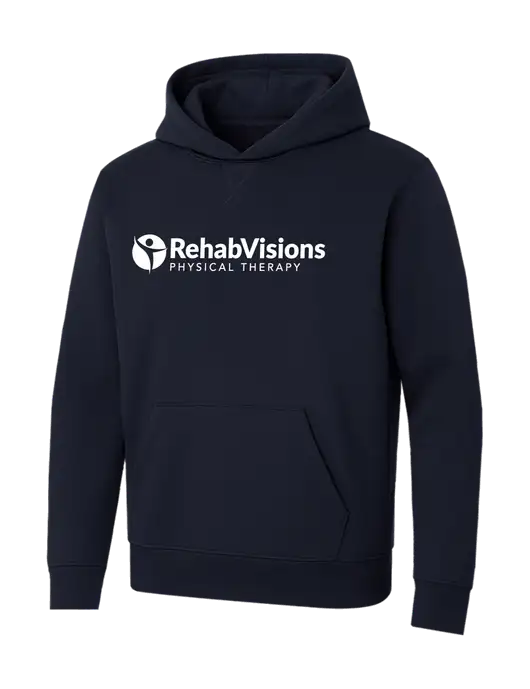 Allmade Dark Navy Organic French Terry Pullover Hoodie w/RV Physical Therapy Logo