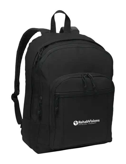 Black Essential Backpack w/RV Physical Therapy Logo