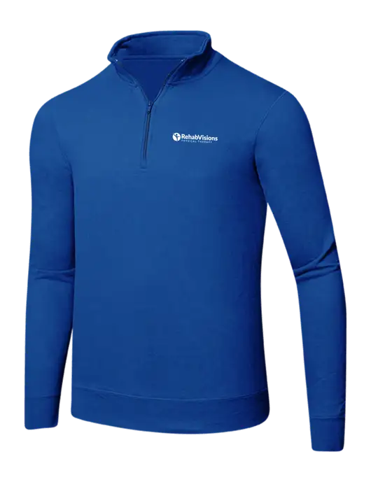 True Royal 8.5 oz Ring Spun 1/4 Zip Pullover Sweatshirt w/RV Physical Therapy Logo