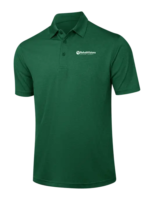 Dark Green Heather Contender Polo w/RV Physical Therapy Logo