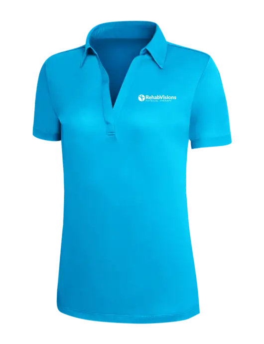 Sapphire Blue Silk Touch Womens Performance Polo w/RV Physical Therapy Logo