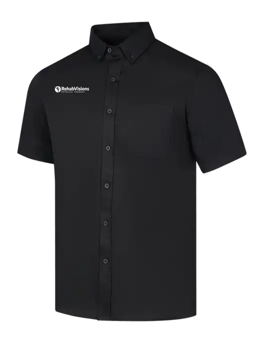 Short Sleeve Deep Black Superpro React Twill Shirt w/RV Physical Therapy Logo