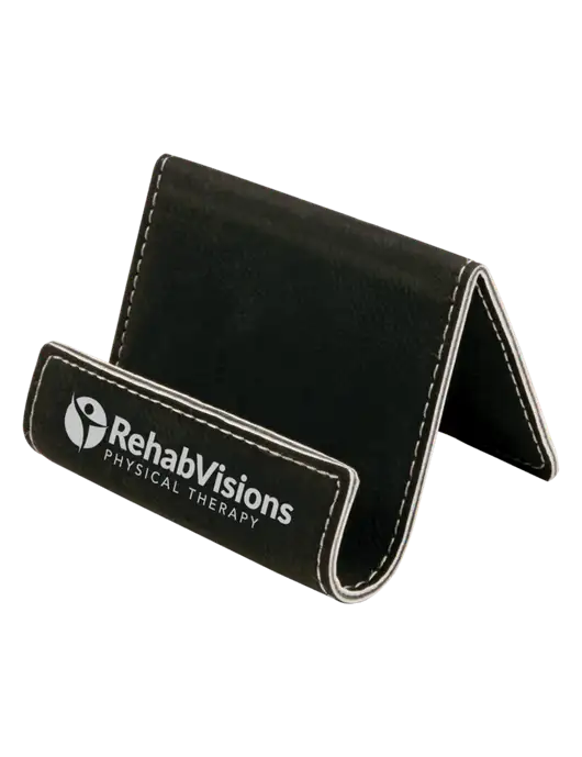 Black Leatherette Card & Phone Holder w/RV Physical Therapy Logo