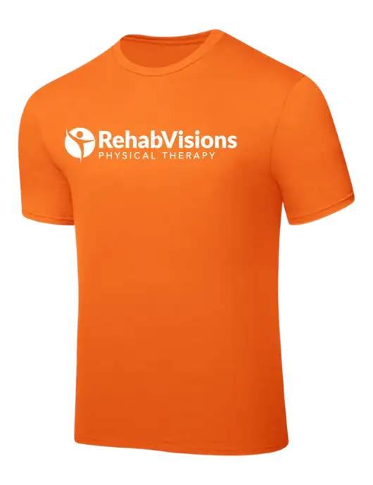 Orange PosiCharge Competitor Tee w/RV Physical Therapy Logo