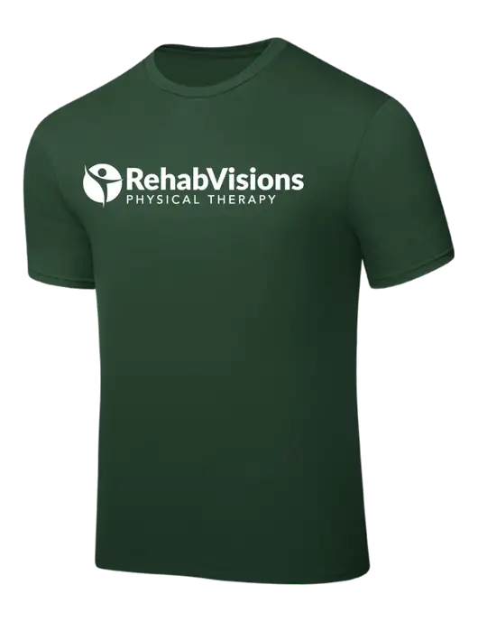 Dark Green PosiCharge Competitor Tee w/RV Physical Therapy Logo