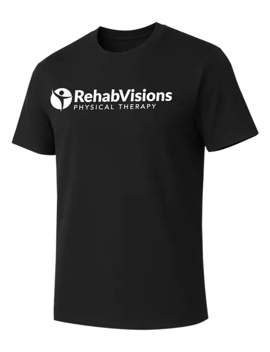 Allmade Deep Black Organic Cotton Tee w/RV Physical Therapy Logo
