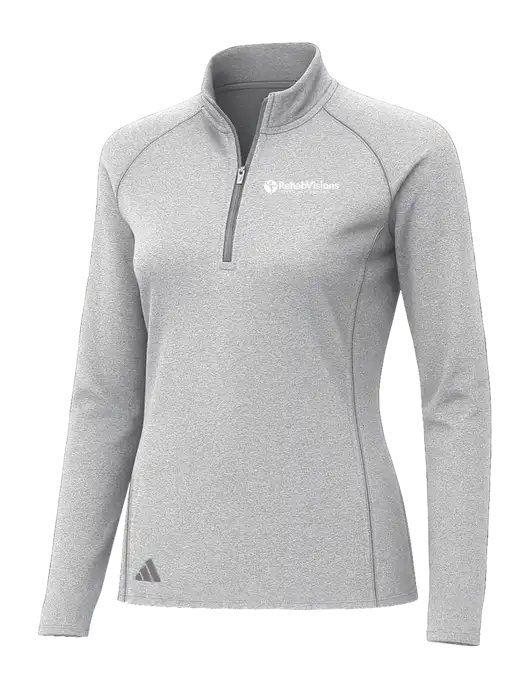 Adidas Womens Light Grey Heather Space Dyed Quarter-Zip Pullover  w/RV Physical Therapy Logo