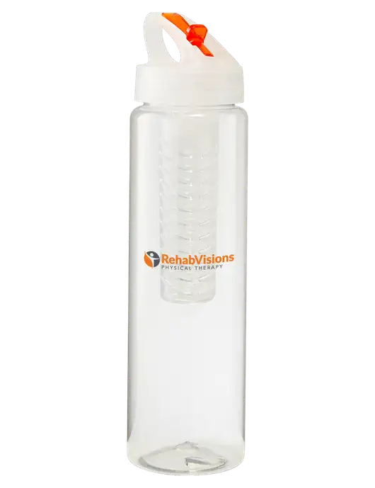 Buddy Infuser Orange 32 oz PET Bottle with Flip Lid w/RV Physical Therapy Logo