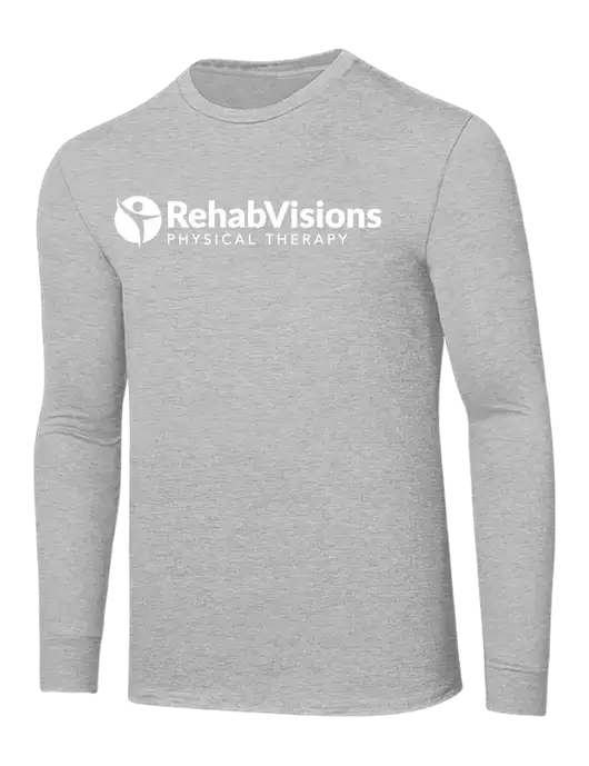 Core Blend Light Grey Heather Long Sleeve Tee w/RV Physical Therapy Logo