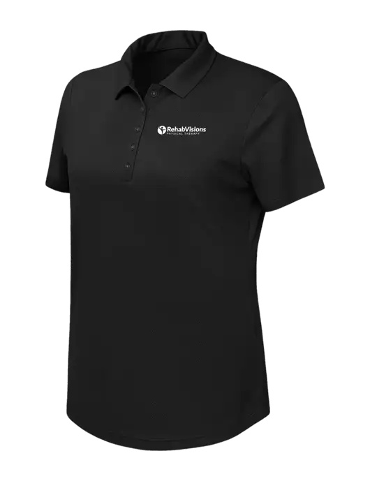 Callaway Womens Birdseye Black Polo w/RV Physical Therapy Logo