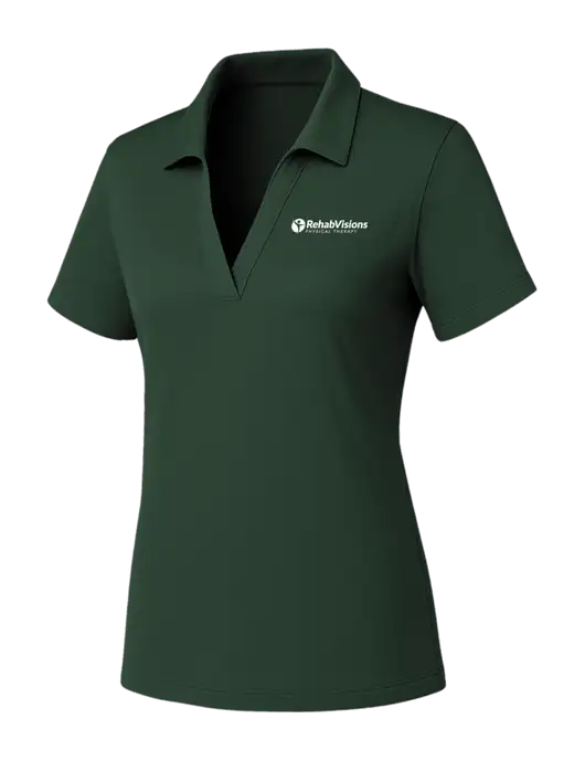 Womens Dark Green PosiCharge RacerMesh Polo w/RV Physical Therapy Logo