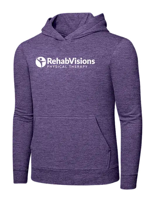 Heather Purple 7.8. oz Ring Spun Hooded Sweatshirt w/RV Physical Therapy Logo