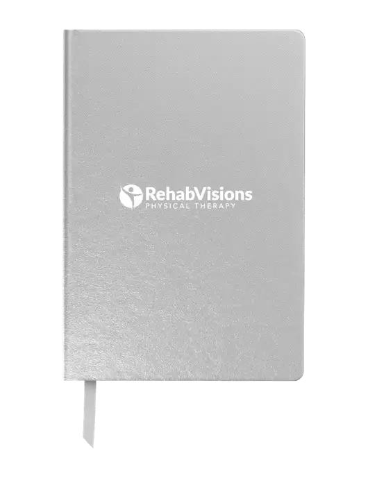 Achieve Silver Hardcover Journal, 5.5 x 8.37 w/RV Physical Therapy Logo