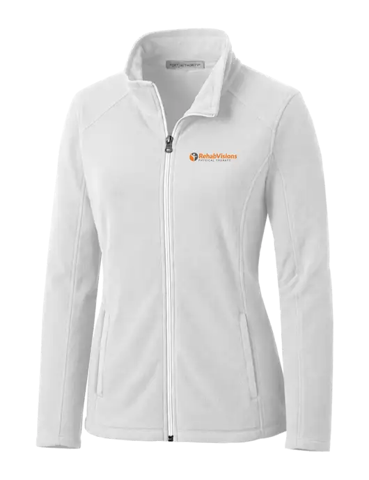 White Womens Microfleece Jacket w/RV Physical Therapy Logo