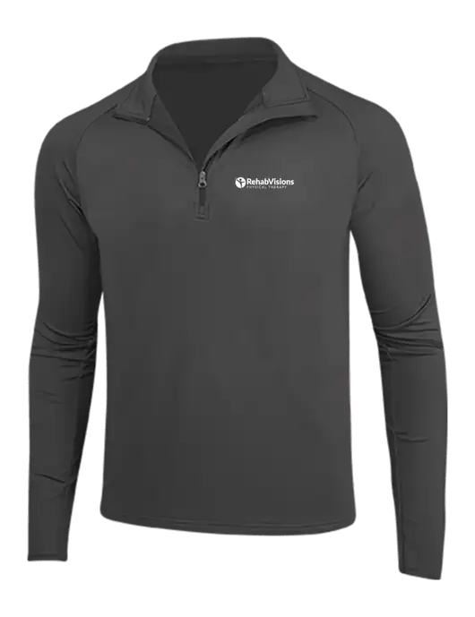 Charcoal Grey Sport Wick Stretch 1/4 Zip Pullover w/RV Physical Therapy Logo