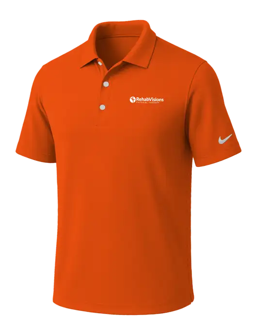 NIKE Orange Dri-Fit Micro Pique Polo w/RV Physical Therapy Logo